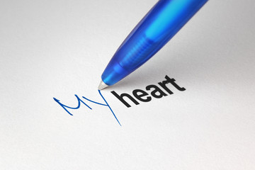 My heart, written on white paper