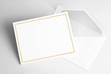 Blank invitation card and envelope