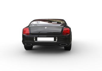 Black elegant car on white background - taillights view