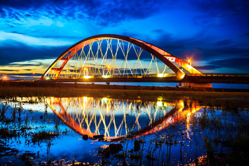 Color Red Bridge Sunset, Chuk Yuen, Taoyuan County, Taiwan