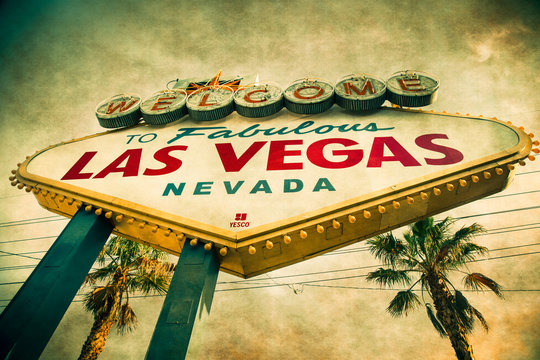 Welcome to Las Vegas Sign  with grunge texture