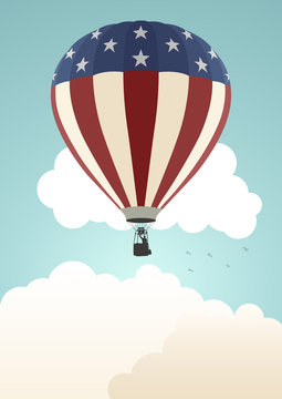 An air balloon with USA insignia colored in vintage style