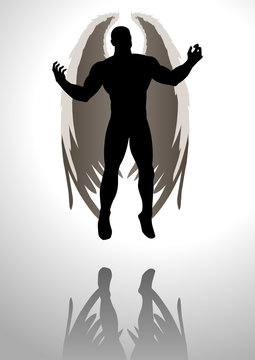 Silhouette illustration of an angel figure