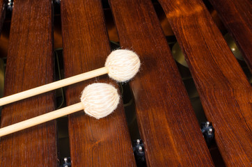 Mallets on marimba