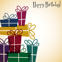 Pile of presents card in vector format.