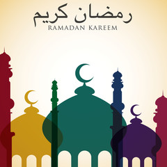 Mosque "Ramadan Kareem" (Generous Ramadan) card in vector format
