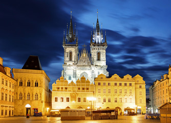Fototapeta na wymiar Prague Old town square, Tyn Cathedral