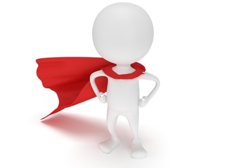 3d man - brave superhero with red cloak