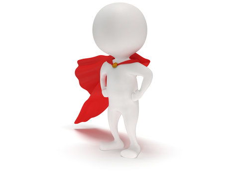 3d man - brave superhero with red cloak