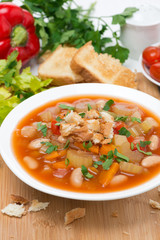 vegetable minestrone with croutons, vertical