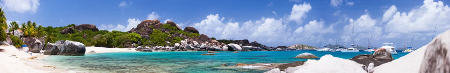 Crédence de cuisine en verre imprimé Caraïbes Belle plage tropicale aux Caraïbes