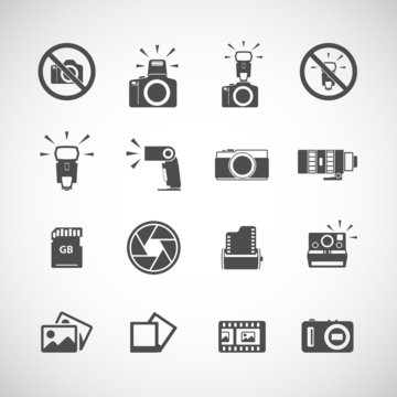 camera and flash icon set, vector eps10