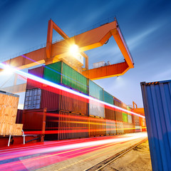 Container terminal at night