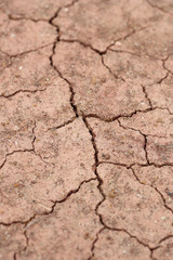 close-up of dry dracked soil ground