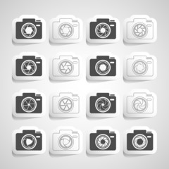 camera shutter sticker icon set, vector eps10