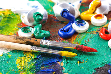Obraz premium Paints and brushes