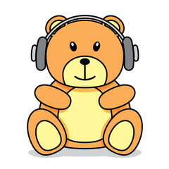 Little teddy bear with headphones