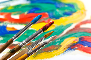 Fototapeta premium Paints and brushes