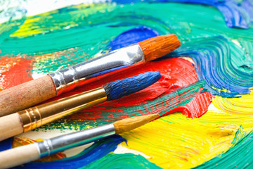 Fototapeta premium Paints and brushes