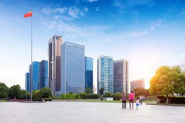 Obraz premium Krajobraz miejski w Hangzhou w Chinach