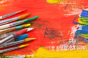 Fototapeta premium Paints and brushes