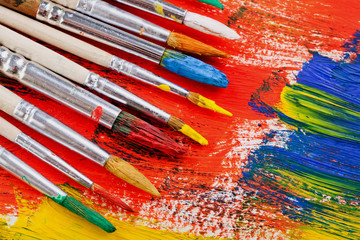 Fototapeta premium Paints and brushes