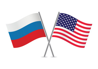 USA and Russia flags. Vector illustration.