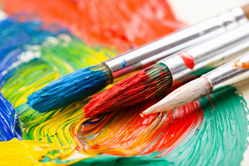 Fototapeta premium Paints and brushes