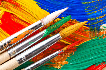 Fototapeta premium Paints and brushes