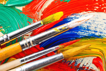 Fototapeta premium Paints and brushes