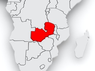 Fototapeta premium Map of worlds. Zambia.