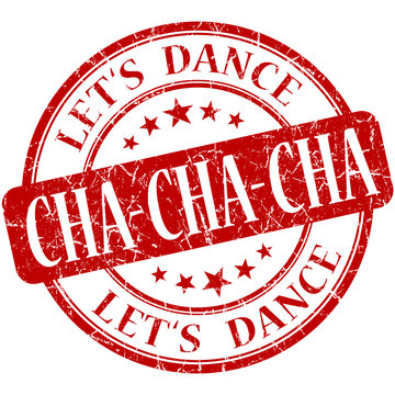 Cha cha cha red vintage grungy isolated round stamp