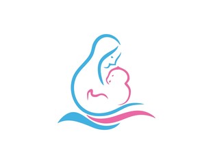 baby logo, mom, child, kids, mother, woman, sketch beauty