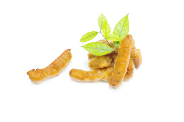 Indonesian fried banana wrapped  on a white background.