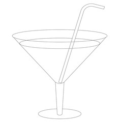 Glass glass with a straw. Raster