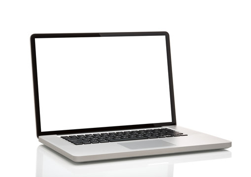 laptop, like macbook with blank screen. Isolated on white