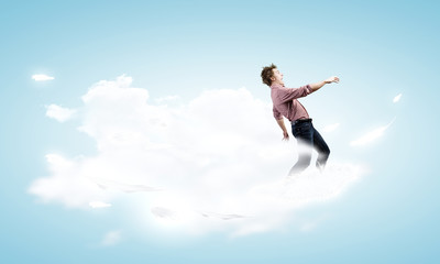 Fototapeta na wymiar Man on cloud