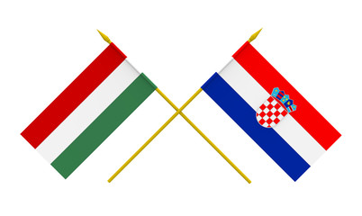 Flags, Hungary and Croatia