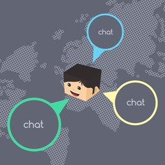 block isometric cartoon chat