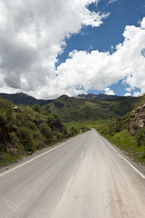 A Peruvian roadway near Arequipa Peru near Chivay on a sunny day.