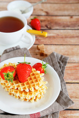 waffle breakfast and tea