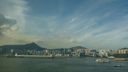 Victoria Harbour Hong Kong in summer