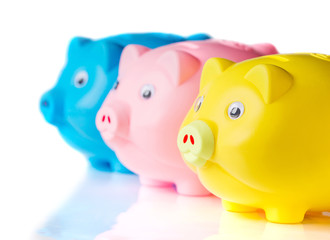Piggy bank on white background