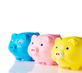 Piggy bank on white background