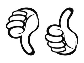 Thumbs up and down cartoon style