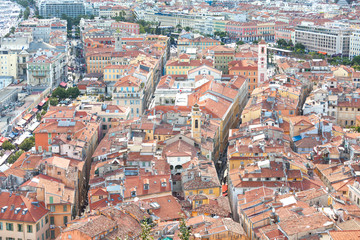 Fototapeta na wymiar Panoramic view over the rooftops of Nice