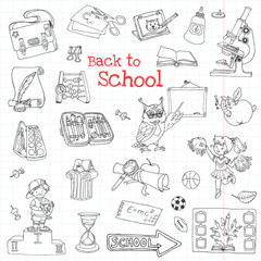 Obraz premium Back to School Doodles - Hand-Drawn Vector Illustration
