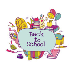 Back to School Set - school supplies, hand-drawn doodles