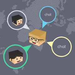 block isometric cartoon chat