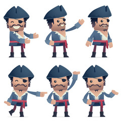 set of pirate character in different poses